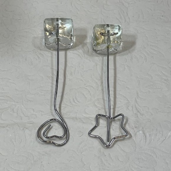 TWO(2) Wired Stands: Hearts/Star Photo Holder Desk Display Postcard Glass Stand - Picture 4 of 6